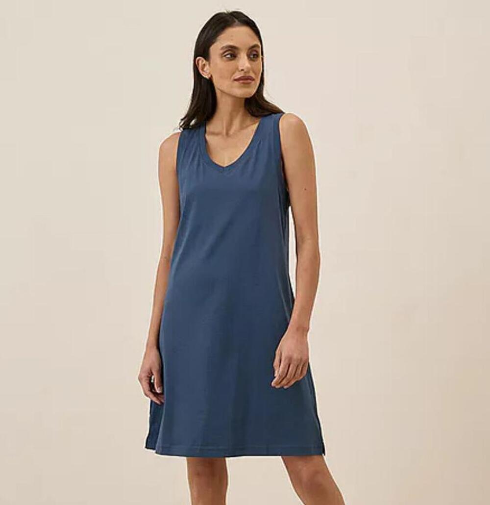 NWT Pact Women's French Navy Softspun A-Line Tank Dress L